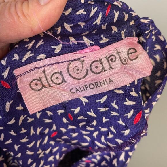 Vintage 80s ala Carte Purple Silk Peplum Dress - Picture 2 of 6